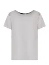 Emporio Armani Satin Stretch Silk T-shirt In Beige