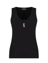Emporio Armani Stretch Cotton Jersey Top With Logo In Black