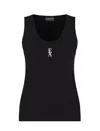 Emporio Armani Stretch Cotton Jersey Top With Logo In Black