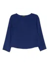 Emporio Armani Boat Neck Blue Top In Blue