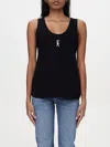 Emporio Armani Stretch Cotton Jersey Top With Logo In Black