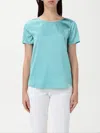 Emporio Armani Short-sleeved Silk Satin Blouse In Grün