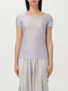 Emporio Armani Striped Scoop-neck Viscose T-shirt In Lilac