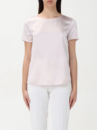 Emporio Armani Short-sleeved Silk Satin Blouse In Pink