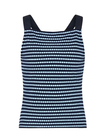 Emporio Armani Jacquard Jersey Top In Fancy Blue