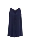 Emporio Armani Armure Viscose V-neck Top In Blue