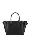 Emporio Armani Triple Compartment Textured Finish Shopping Bag In Black