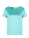 Emporio Armani Stretch Jacquard Jersey Short Sleeve Top In Lagoon Green