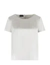 Emporio Armani Short-sleeved Silk Satin Blouse In Se De Camargue