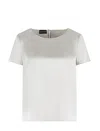 Emporio Armani Short-sleeved Silk Satin Blouse In Se De Camargue