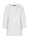 Emporio Armani Technical Cady Blouse With Laser Cuts In Sel De Camargue