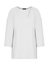 Emporio Armani Technical Cady Blouse With Laser Cuts In Sel De Camargue