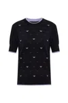 Emporio Armani Jumper With All-over Micro Eagle Embroidery In Multi