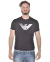 Emporio Armani Black Crewneck T-shirt With Logo Embroidery On The Front In Black