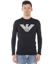 Emporio Armani Cotton Blend Crewneck Sweatshirt In Black