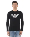 Emporio Armani Cotton Blend Crewneck Sweatshirt In Black