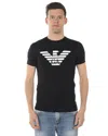 Emporio Armani Black Crewneck T-shirt With Logo Embroidery On The Front In Black