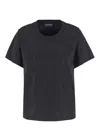 Emporio Armani Asv Supima Jersey T-shirt With All-over Rhinestones And Eagle In Black