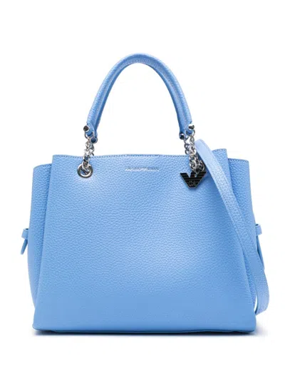 Emporio Armani Logo-charm Tote Bag In Blue
