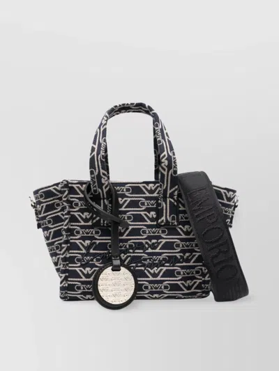 Emporio Armani Tote Bag Compact Detachable Shoulder Strap In Blue