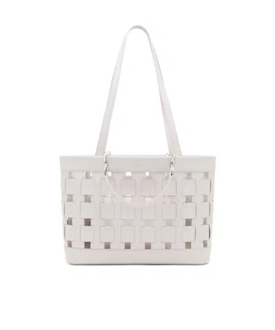 Emporio Armani Tote Bag With Woven Design Double Handles And Pouch In White