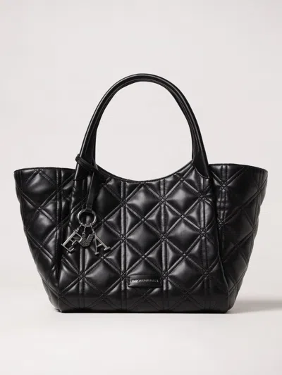 Emporio Armani Leather Shopping Bag In Black