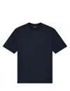 Emporio Armani Logo-embroidered Crew-neck T-shirt In Blue