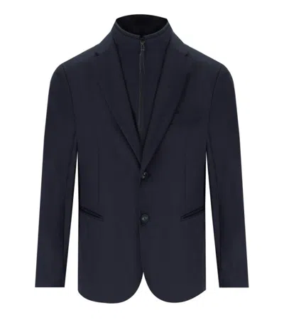 Emporio Armani Travel Essential Blue Single-breasted Jacket In Black