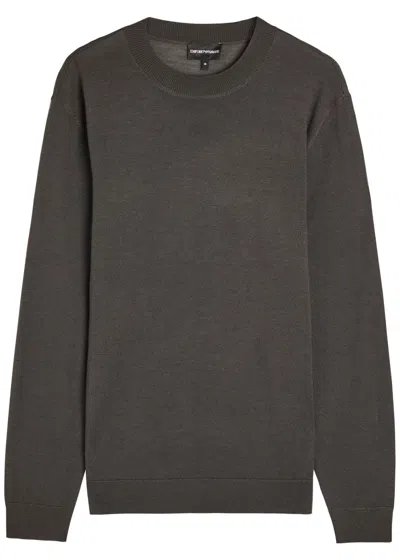 Emporio Armani Travel Essential Fine-knit Jumper In Black