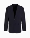 Emporio Armani Blazer Single-breasted Pintuck Detailing In Navy Blue