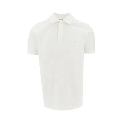 Emporio Armani Travel Essential Piquet Polo Shirt In White
