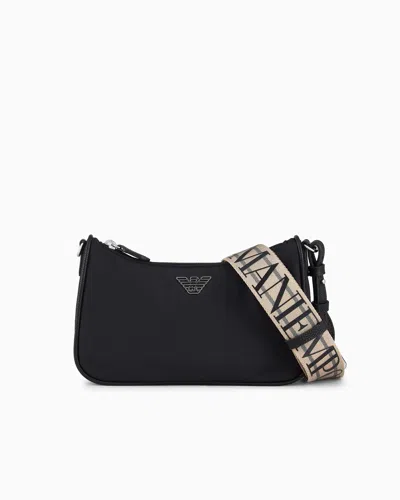 Emporio Armani Travel Essentials Recycled-nylon Baguette Bag In Bke