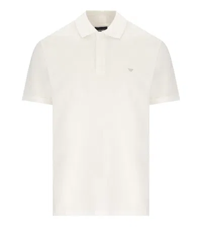 Emporio Armani Polo In Piquet Bianca In White