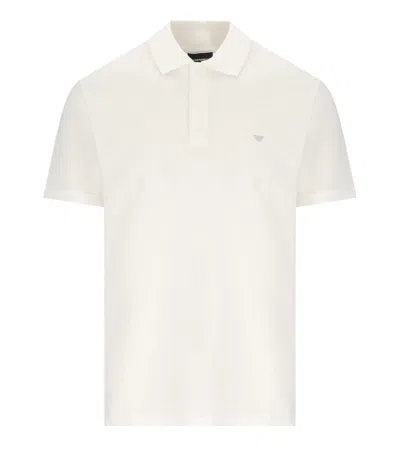 Emporio Armani Travel Essential Lyocell And Cotton Polo In White