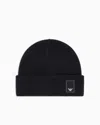 Emporio Armani Official Store Travel Essential Wool Beanie In Navy Blue
