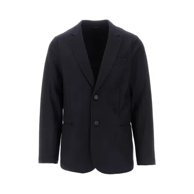 Emporio Armani Travel Essential Wool Flannel Jacket In Black