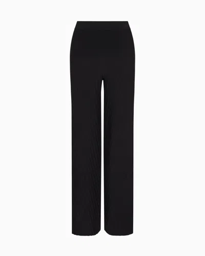 Emporio Armani Travel Essentials Capsule Collection Viscose-blend Trousers With An Embossed Motif In Black