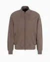 Emporio Armani Travel Essentials Full-zip Sweatshirt In Waffle Jersey In Beige