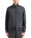 Emporio Armani Travel Essentials Full Zipper Sweatshirt Bomber Jacket In Heather Grey