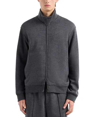 Emporio Armani Travel Essentials Full Zipper Sweatshirt Bomber Jacket In Heather Grey