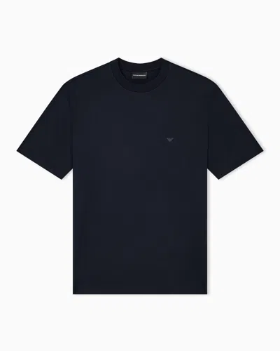 Emporio Armani Travel Essentials Lyocell-blend Jersey T-shirt In Blue