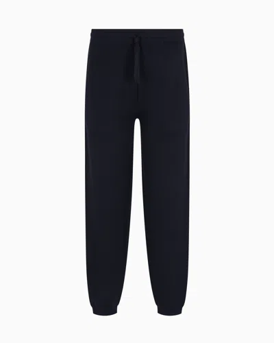 Emporio Armani Travel Essentials Milano-stitch Fabric Joggers In Blue