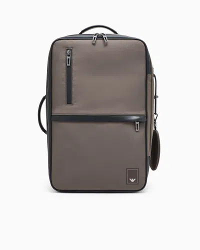 Emporio Armani Travel Essentials Nylon Backpack In Grey