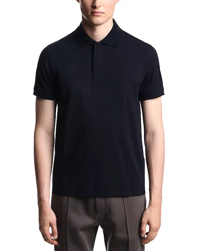 Emporio Armani Travel Essentials Pique Polo Shirt In Blue
