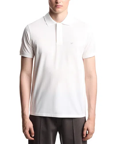 Emporio Armani Travel Essentials Pique Polo Shirt In White