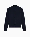 Emporio Armani Travel Essentials Plain-knit Virgin-wool Cardigan In Blue