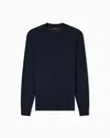 Emporio Armani Travel Essentials Plain-knit Virgin-wool Jumper In Blue