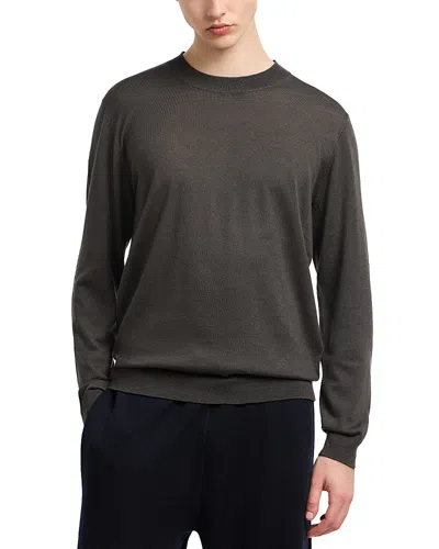 Emporio Armani Travel Essentials Plain Knit Wool Sweater In Gray