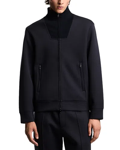 Emporio Armani High Neck Zippered Sweatshirt And Pockets In Black
