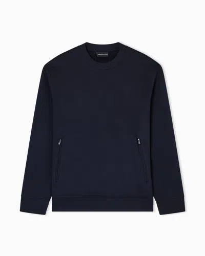 Emporio Armani Travel Essentials Sweatshirt In Double Jersey In Blue